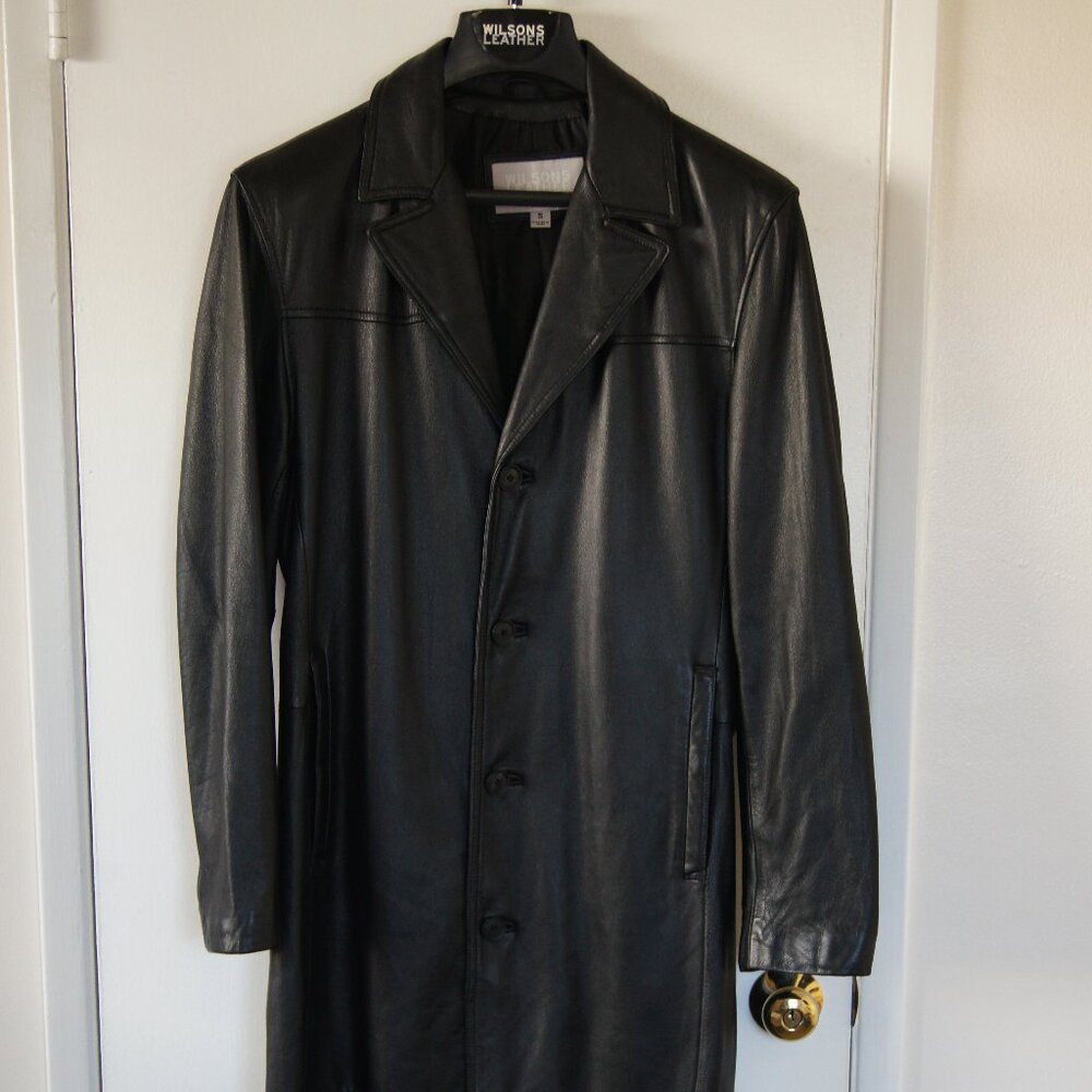 Pristine 2002 Vintage Wilsons Black Leather M. Julian Trench Coat